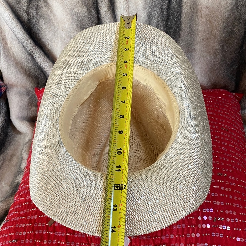 Designer Sparkling Nude Color Nude Sequins Cowboy Hat Adjustable Rim Interior - Picture 7 of 16